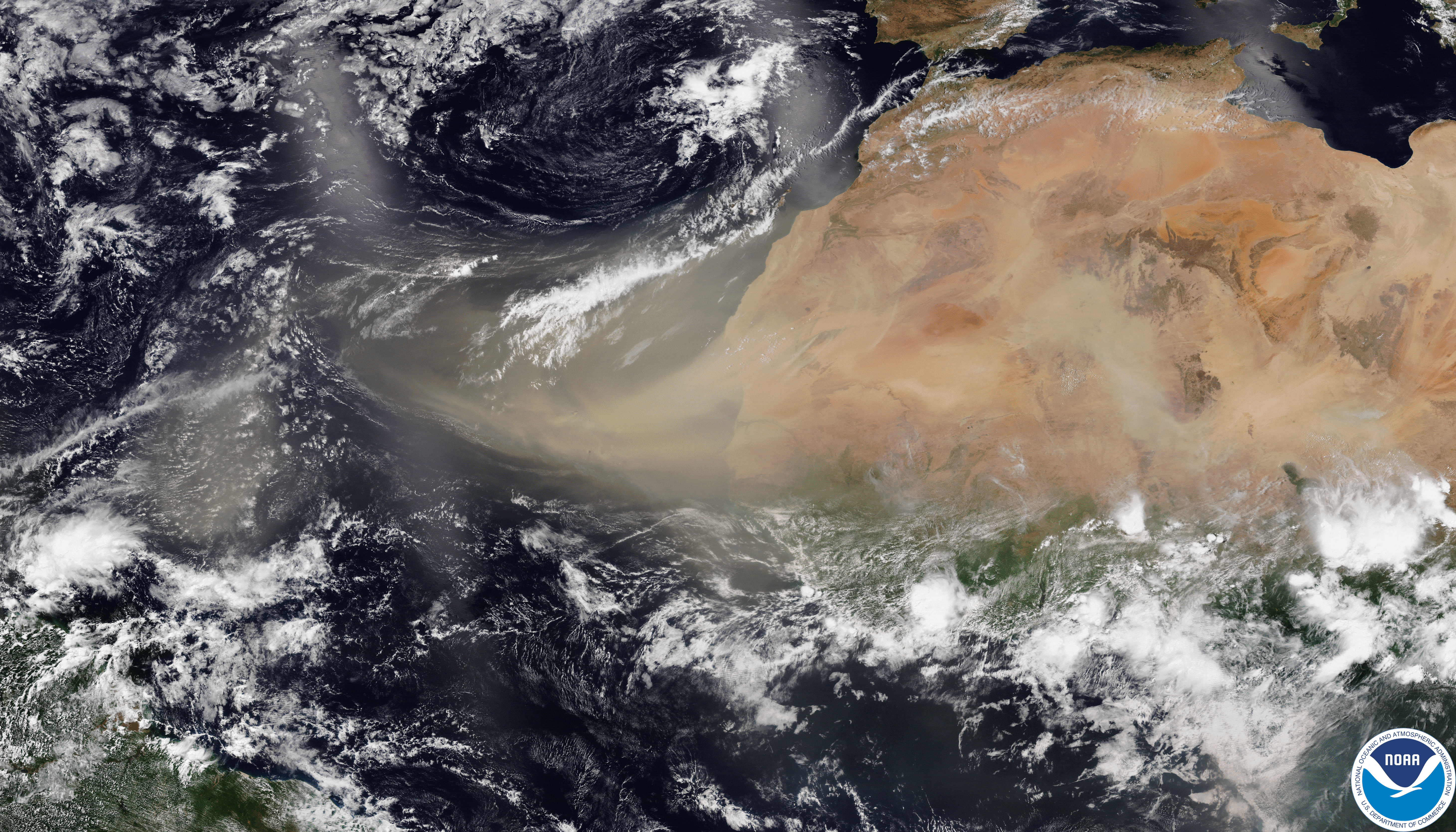 Still imagery of Saharan Air Layer from NOAA-20, June 18, 2020.