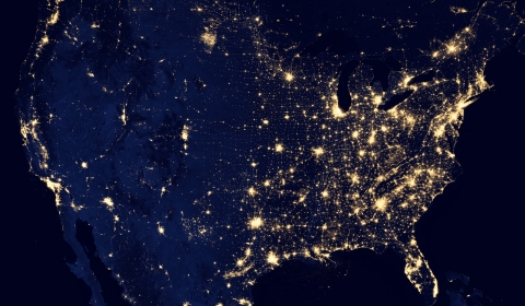 Satellite image of City Lights of the United States