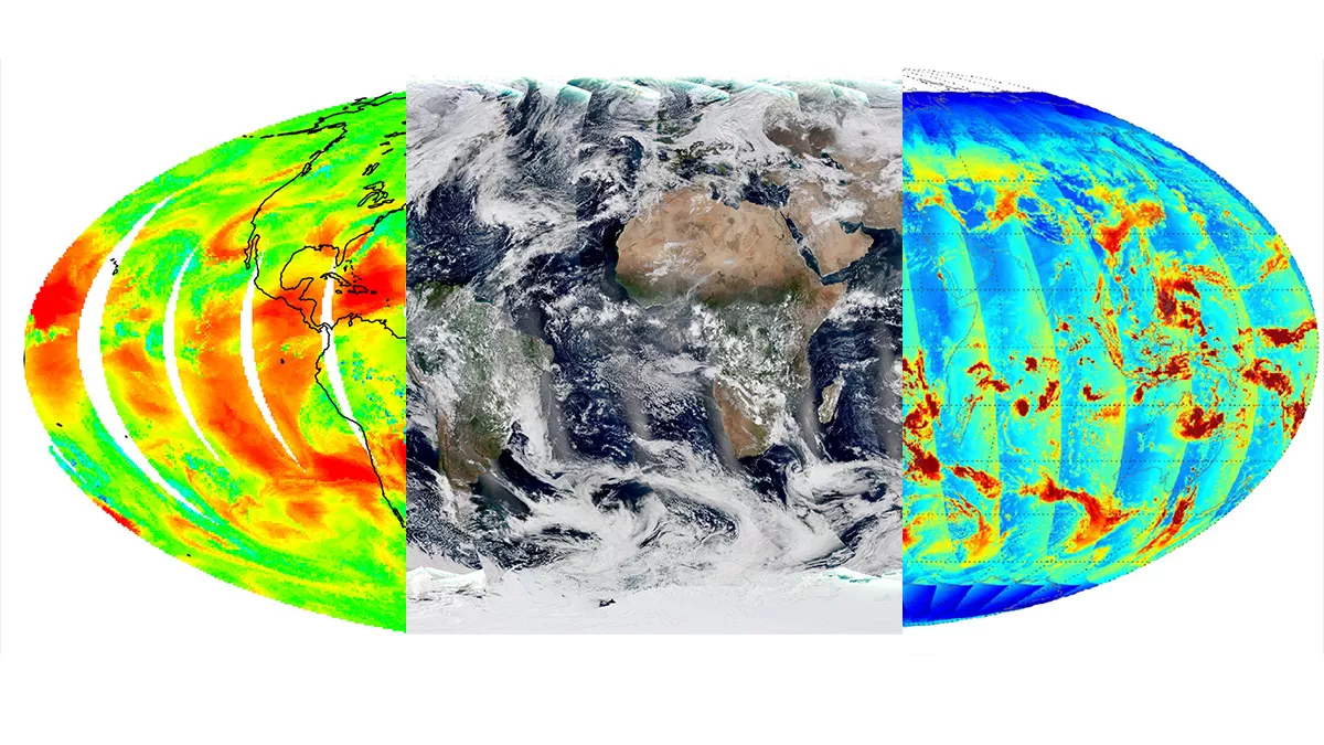 Composite of 3 satellite images of the Earth from NOAA-21