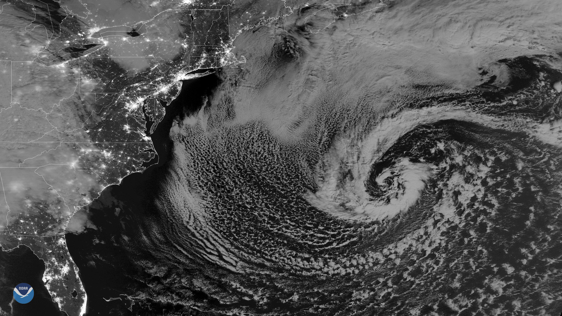 Nighttime View of Another Storm off the U.S. East Coast