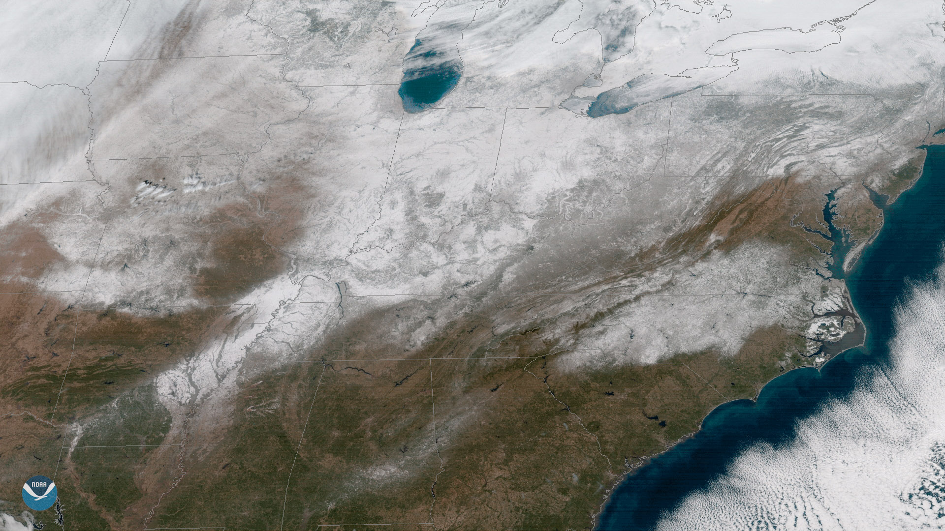 Current Snow Cover in the Eastern United States