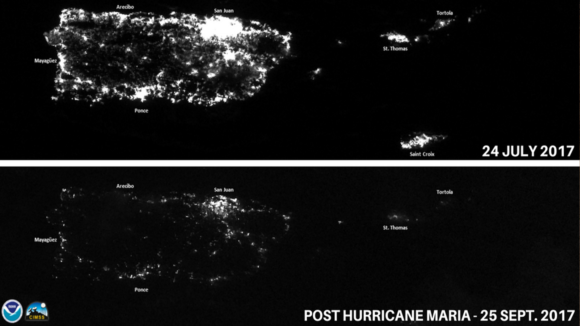 NOAA Shares First Satellite Images of Puerto Rico After Hurricane Maria