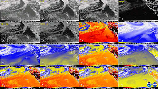 Various images of the earth using GOES-18 ABI Imager