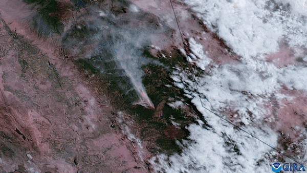 Image of fires in California from space