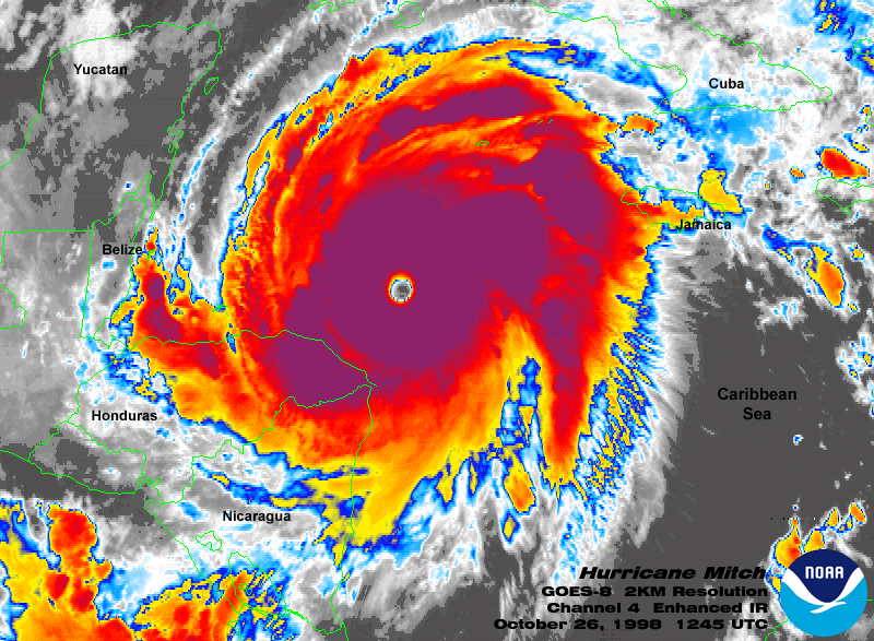 Infrared image of Hurricane Mitch
