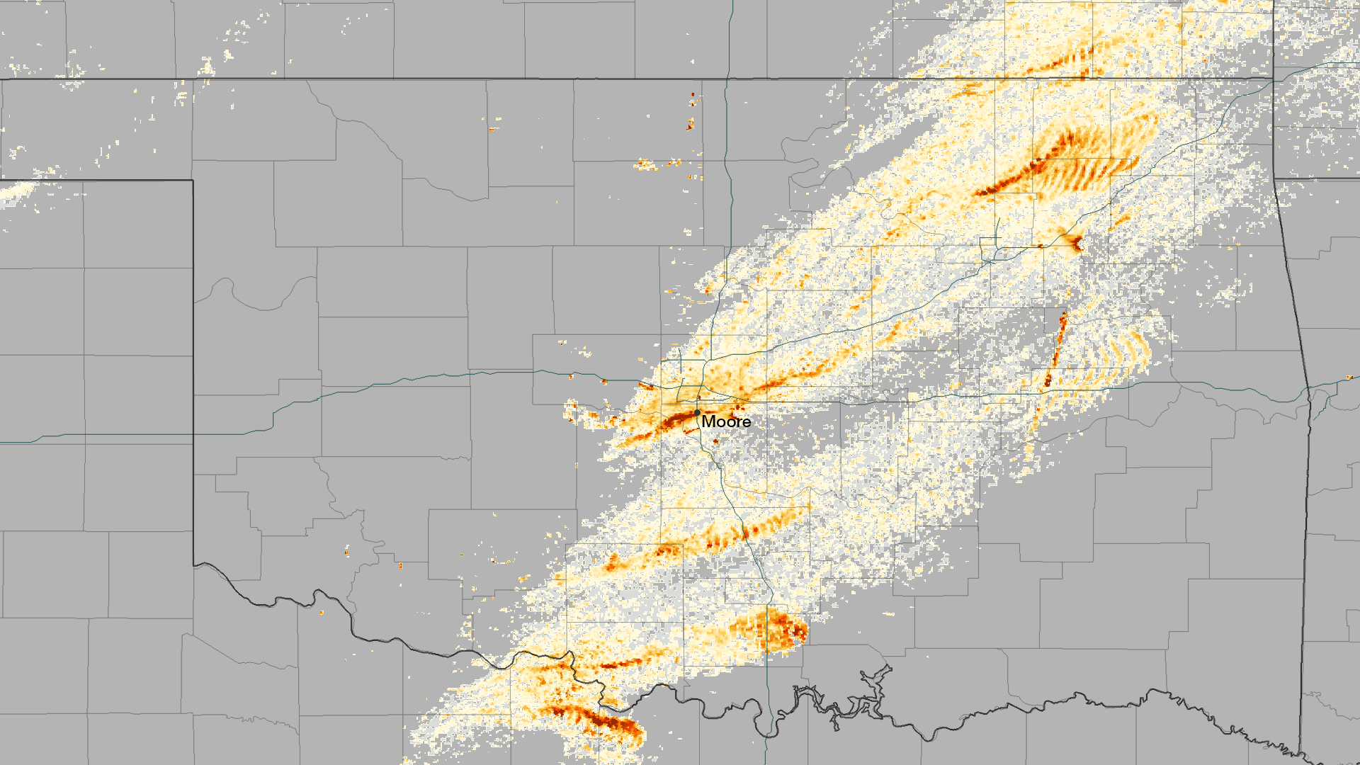 Tornado Tracks Streak Across Oklahoma