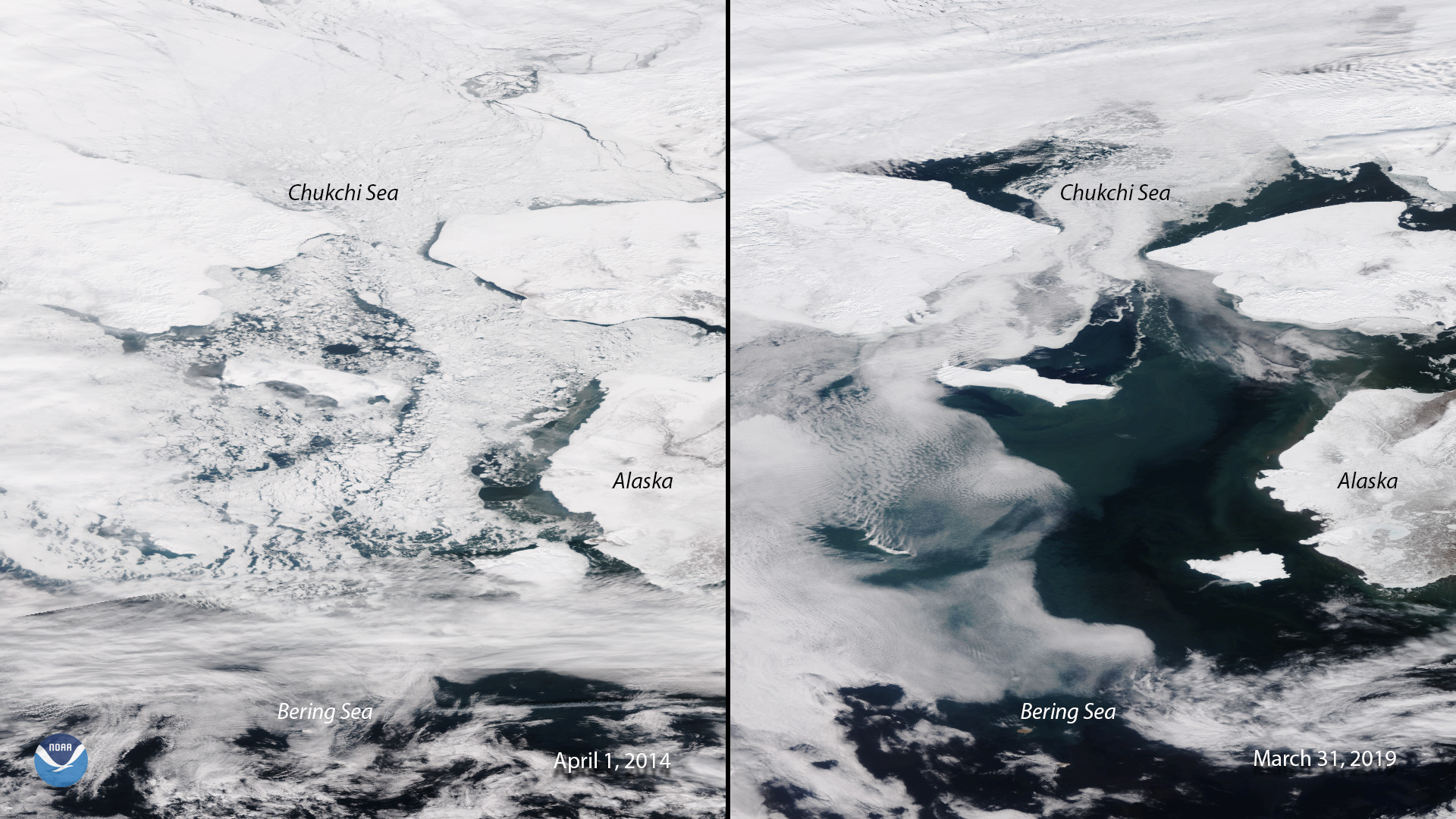 Bering Sea Appears Largely Ice-Free from NOAA-20