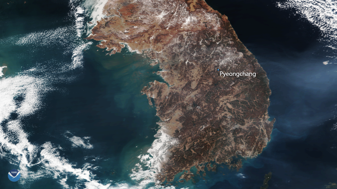 Suomi NPP satellite sees South Korea before the 2018 Winter Olympics