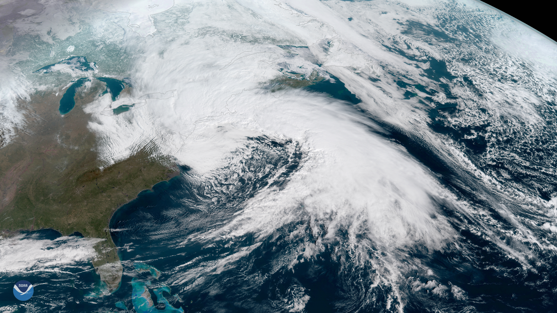 Powerful March Nor'easter seen by GOES East