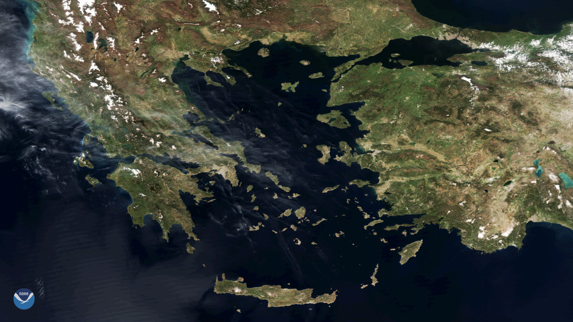 Clear Skies Over Greece and the Aegean Sea