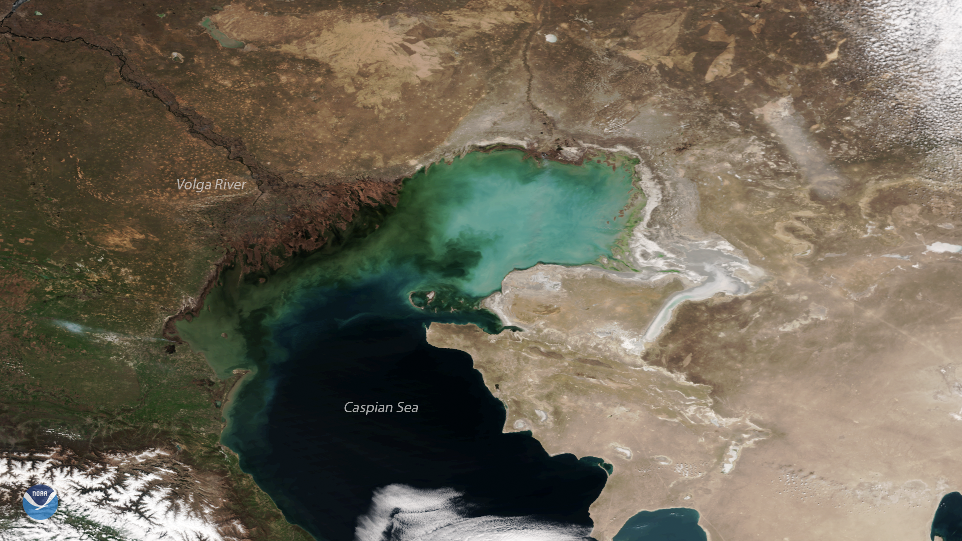 The Volga River Delta and Northern Caspian Sea