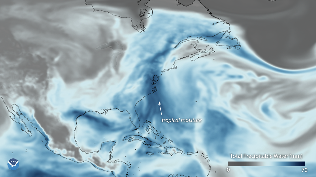 Tropical Moisture Inundates Atlantic Coast
