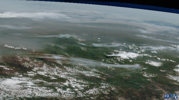 Fires emitting smoke in Siberia
