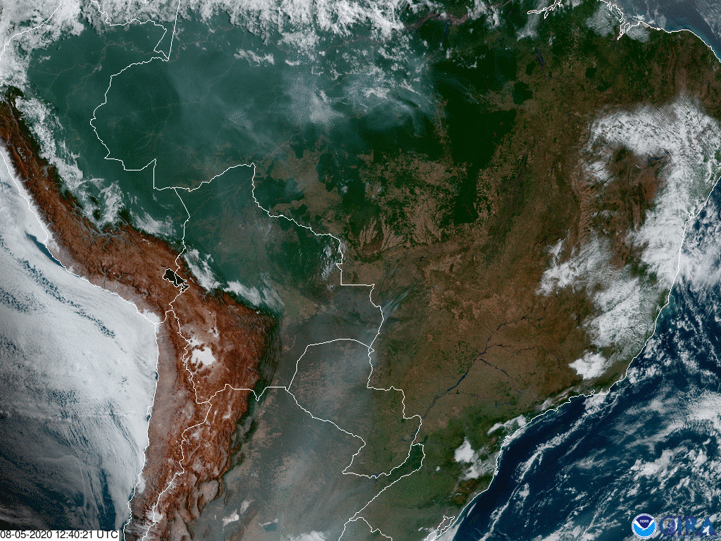 South American fires in GeoColor, via GOES East. 