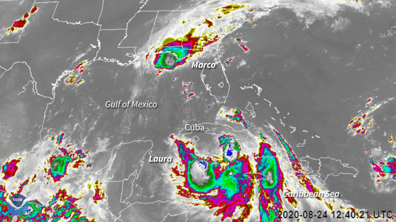 Photo of Tropical Storms Marco and Laura