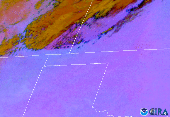 Nov. 2020 GOES East Dust RGB imagery of haboob sweeping across Colorado, Nebraska and Texas.