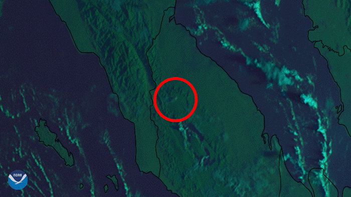 Image of a volcano from a satellite