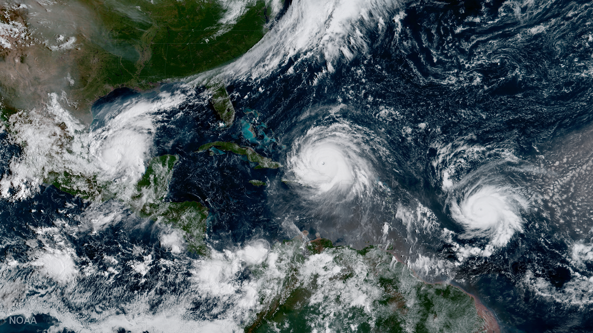 GOES-16 Sees Three Hurricanes in the Atlantic 2017