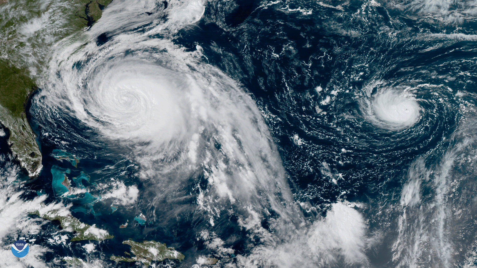 Hurricanes Maria and Lee in the Atlantic Ocean