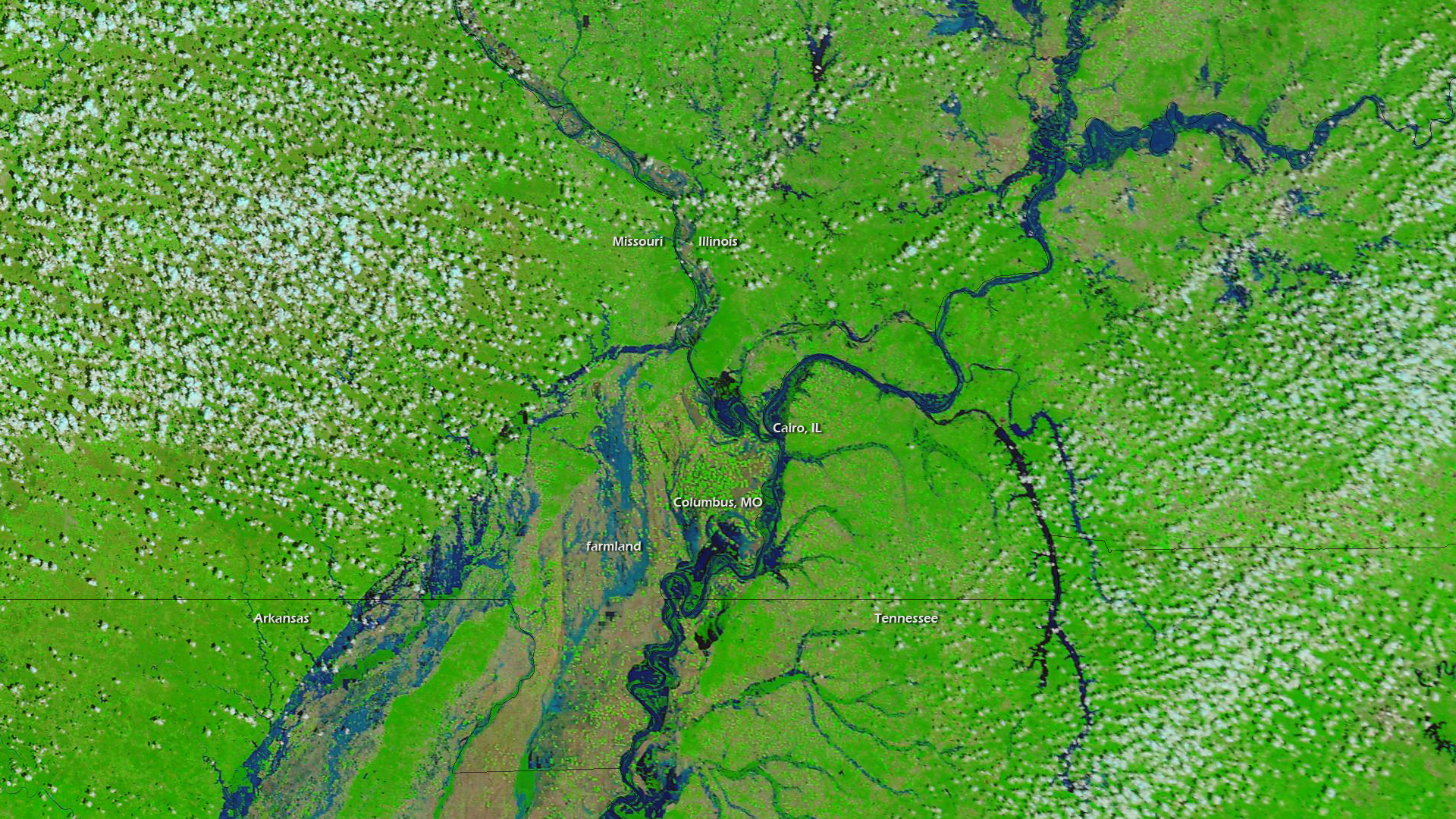 Satellite Imagery of Near-Record Flooding Along Mississippi and Ohio Rivers