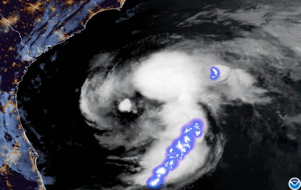 Satellite loop of Tropical Storm Arthur from NOAA’s GOES-16 satellite, May 17, 2020