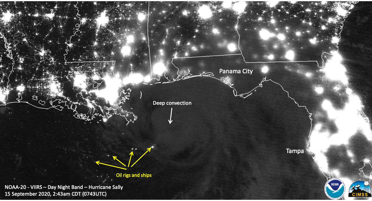 NOAA-20 Shows Nighttime Lights and Hurricane Sally