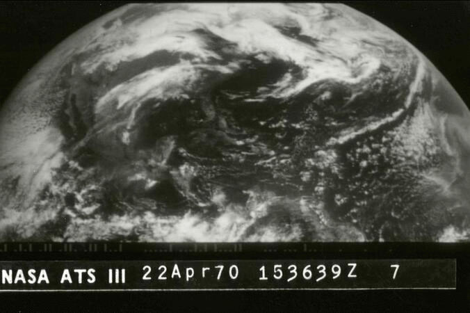 Black and white image of earth from space