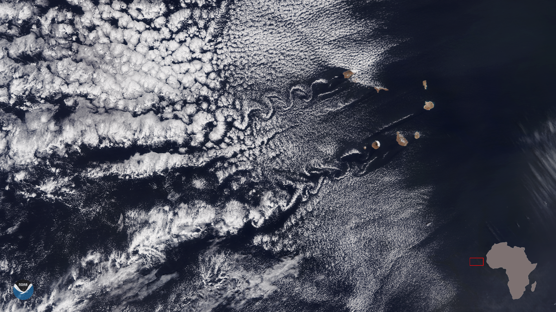 NOAA-20 Sees von Kármán Vortices Near the Cape Verde Islands