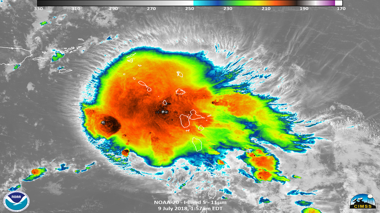 Infrared imagery of Hurricane BeryI