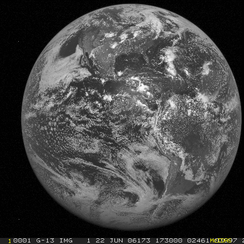 First GOES-13 Full Disk Image, June 22, 2006.