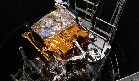 Image of JPSS-1 in the BATC Vacuum Chamber