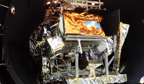 Image of JPSS-2 in a vacuum chamber.