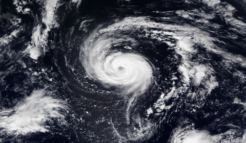 Hurricane Danielle over the atlantic ocean in September of 2022