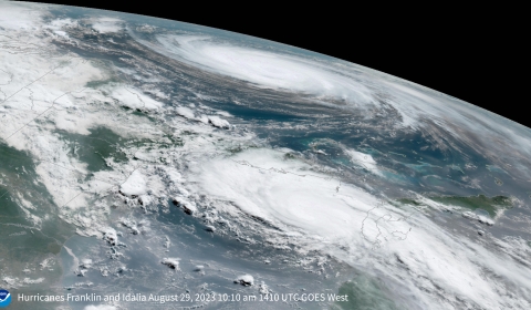 Image of Hurricane's Franklin and Idalia in late August of 2023.