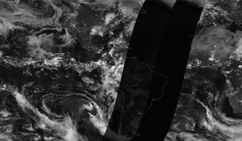 Satellite image of Earth in blackout from the lunar eclipse