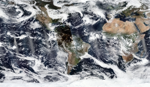 Composite of VIIRS satellite imagery of the western hemisphere during the 2017 total solar eclipse.