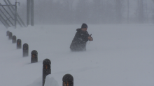 Photo of a man in deep snow