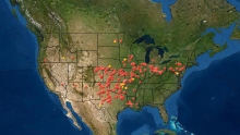 Map of where tornadoes were spotted during the month of May