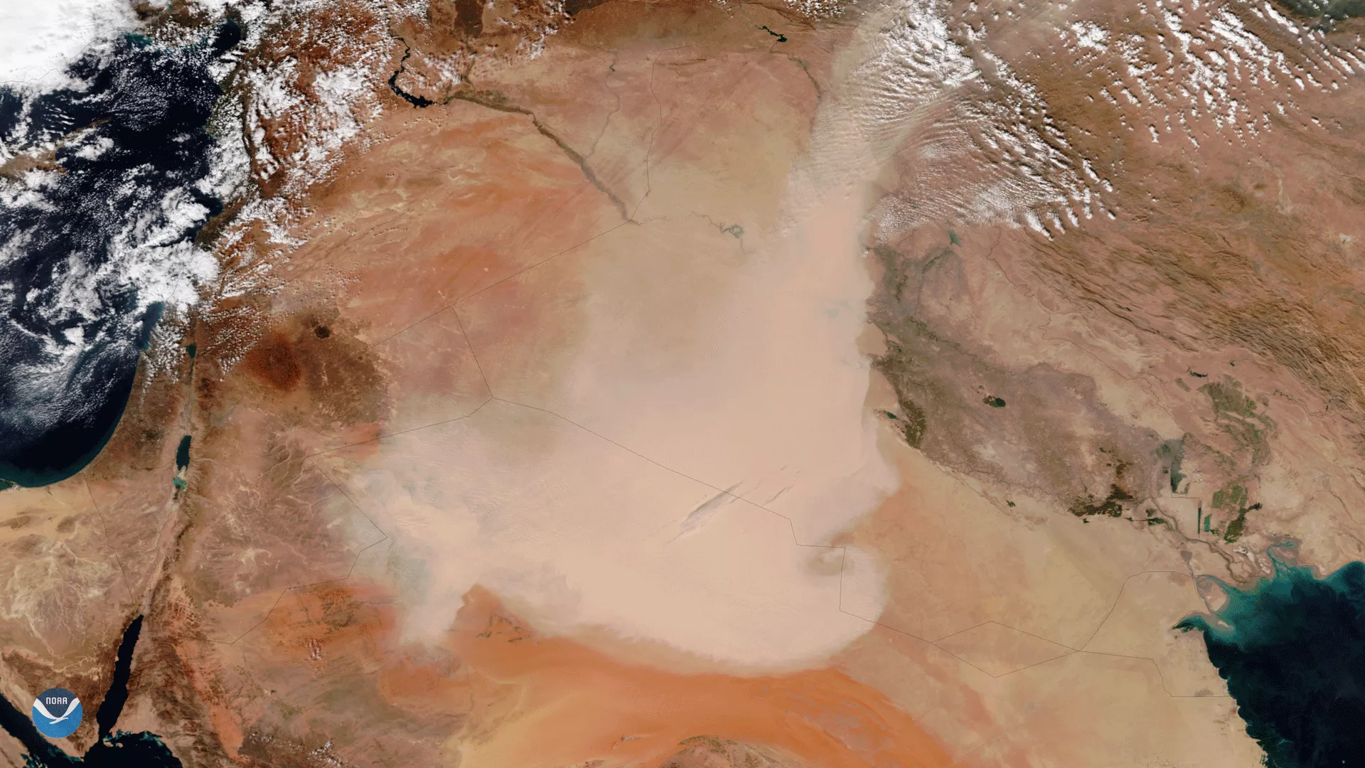 Image of sandstorm over the middle east