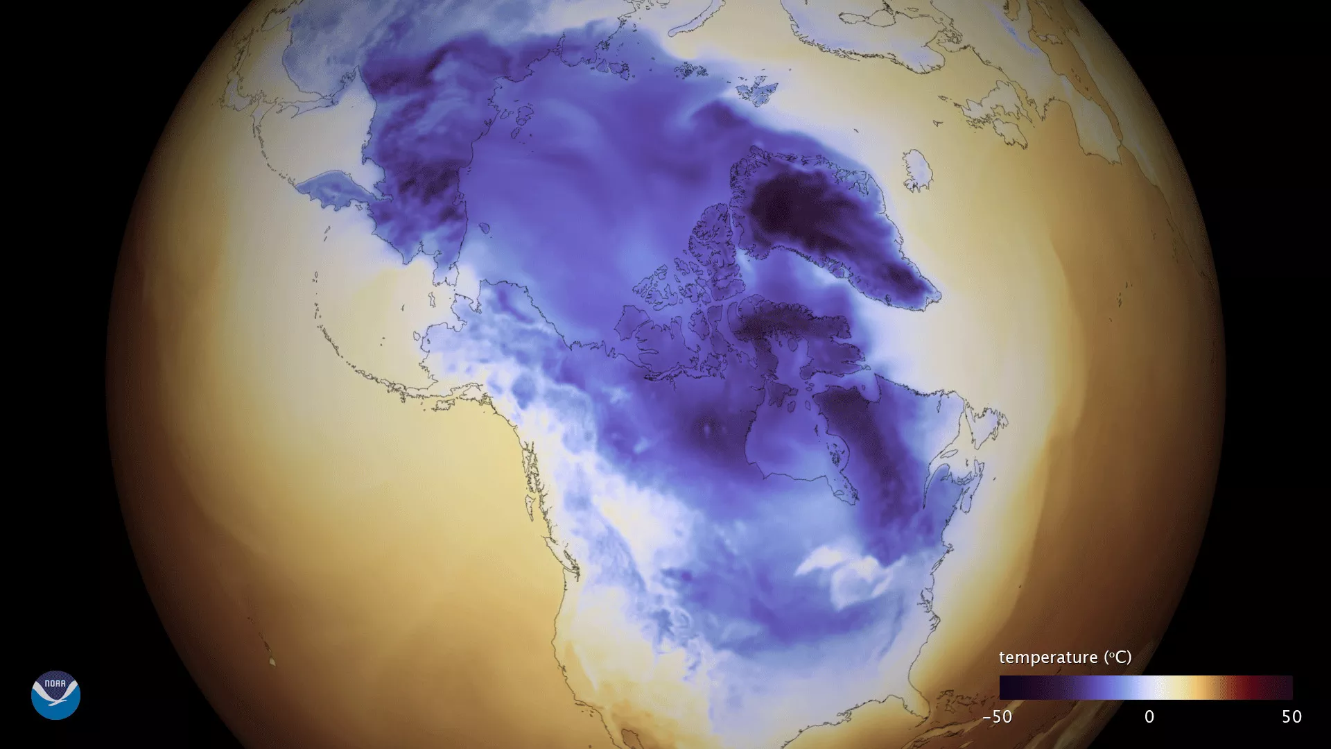 Image of how the Arctic Cold Grips North America
