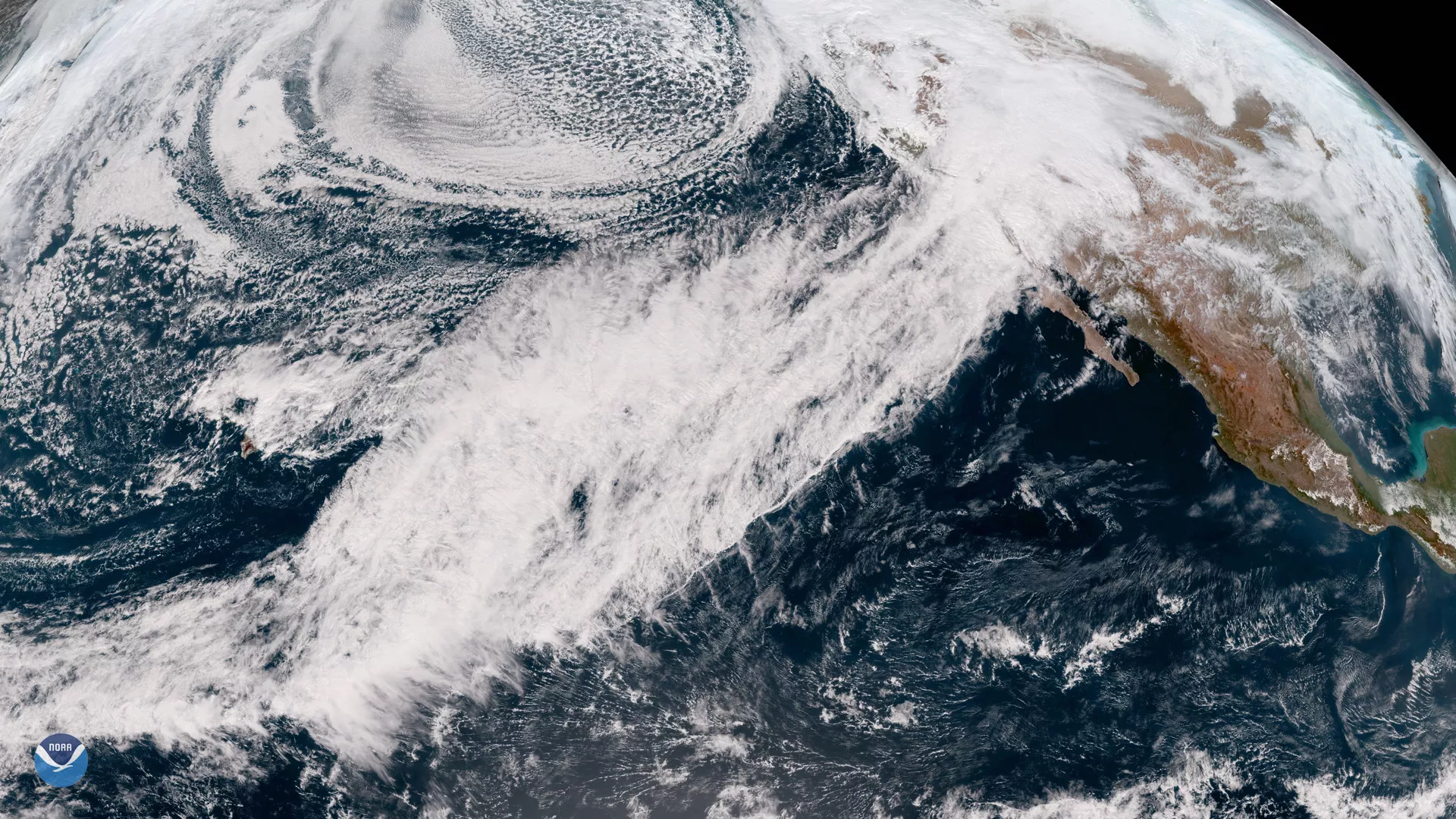 Satellite imagery shows atmospheric river over the Pacific