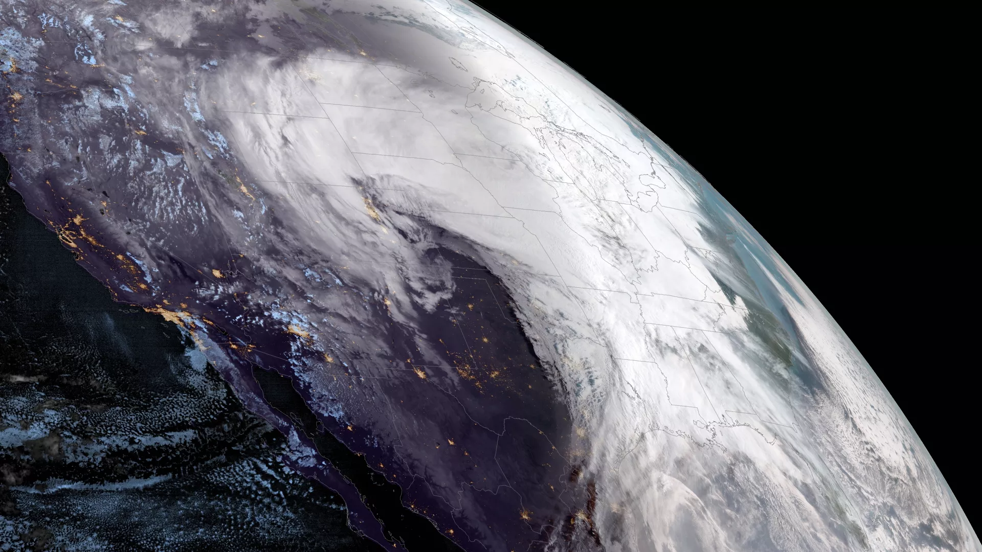 GOES West view of a large winter storm over the U.S.