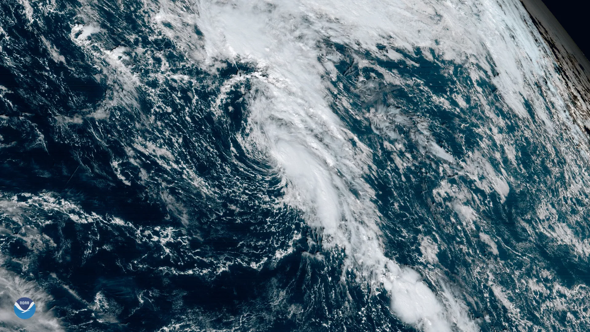 Image of a Tropical Depression 19 in the Atlantic Ocean
