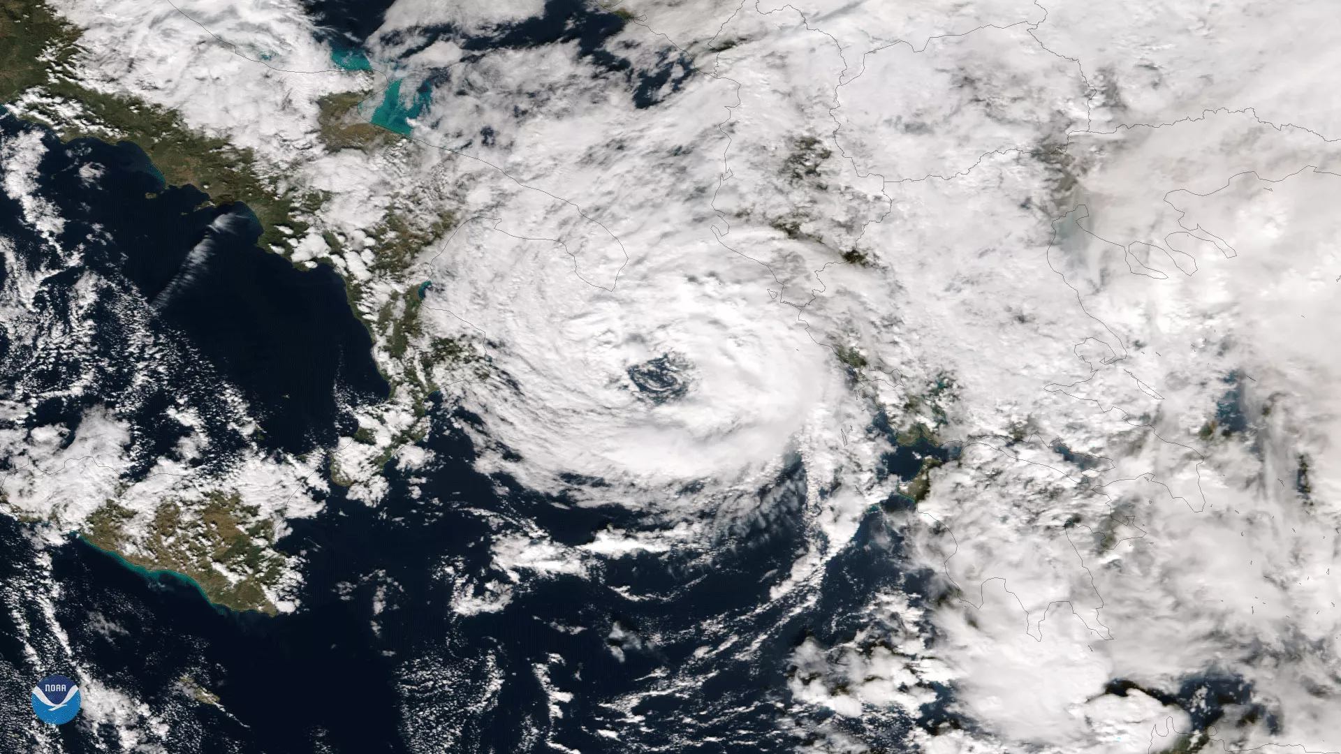 Image of tropical-like storm system in the Mediterranean Sea