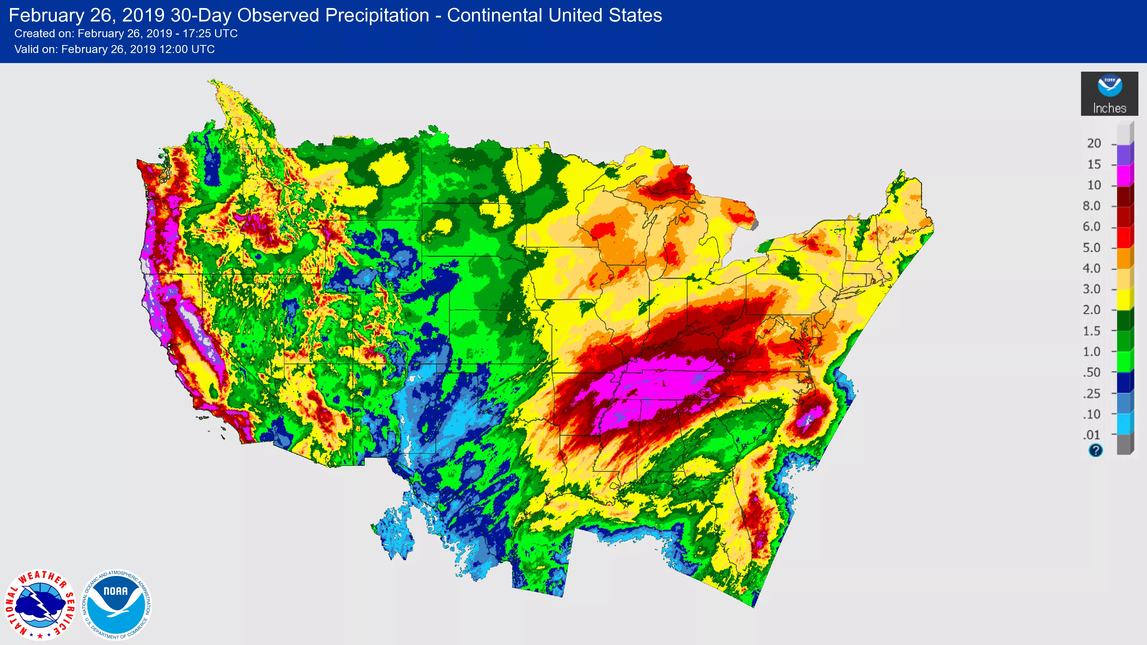 image of 30 Day precipitation of the United States