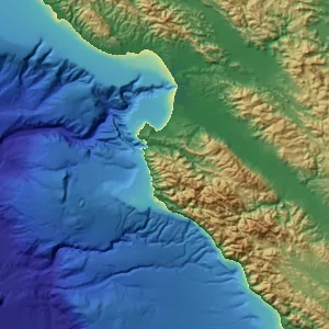 A digital elevation model for Monterey, California.