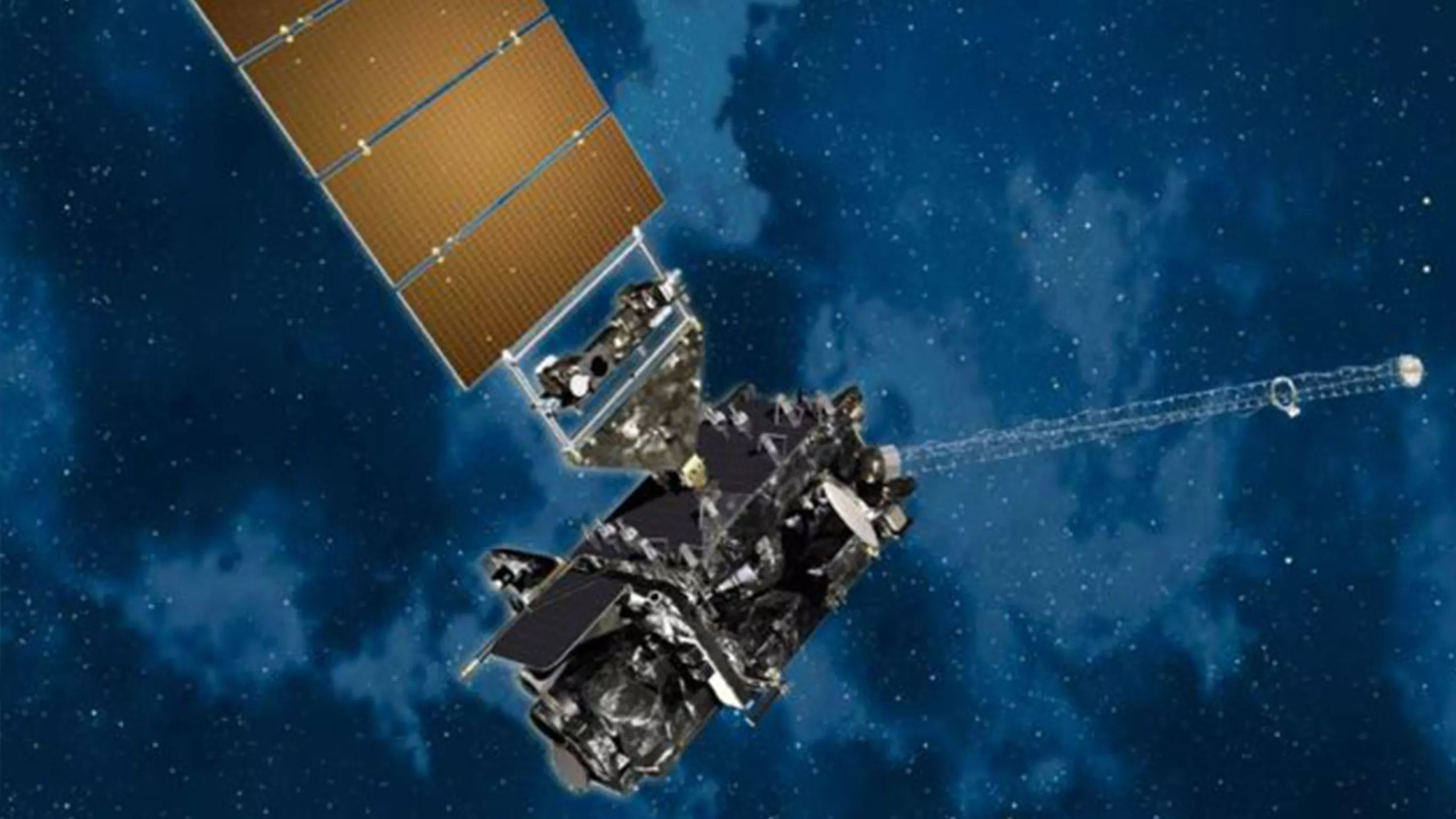 Illustration of GOES-17 satellite in outer space.