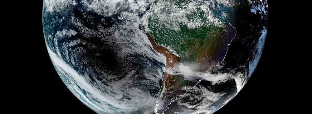 The shadow of the moon moves across South America during a solar eclipse on July 2, 2019.