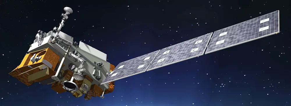 An artist's rendering of the NOAA-20 satellite