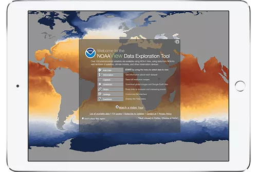 Image and Ipad with the NOAA Data